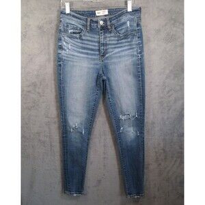 BKE Buckle Parker Jeans Womens 28x29.5 Blue High Rise Skinny Distressed